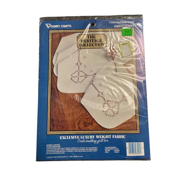 Vogart Crafts Embroidery Kit "Heritage Collection" Four Napkins Exclusive Luxury - Picture 1 of 2